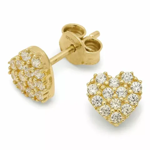 Kollektionsprov hjärta zirkon örhängestift i förgyllt silver