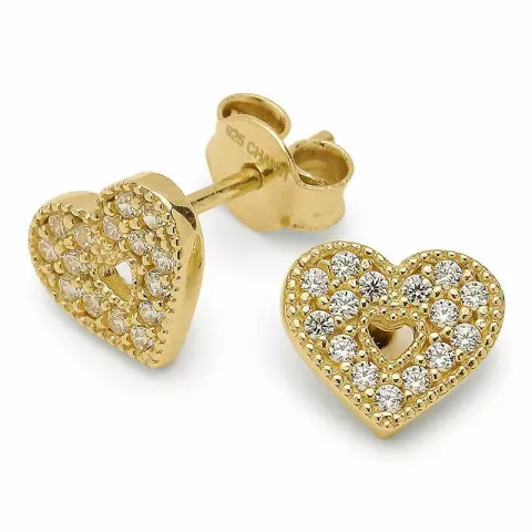 Kollektionsprov hjärta opal örhängestift i förgyllt silver