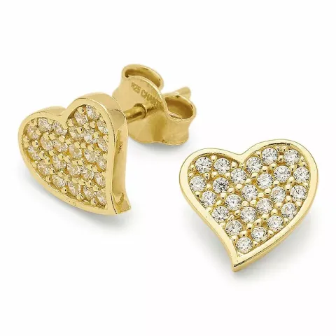 Kollektionsprov hjärta zirkon örhängestift i förgyllt silver