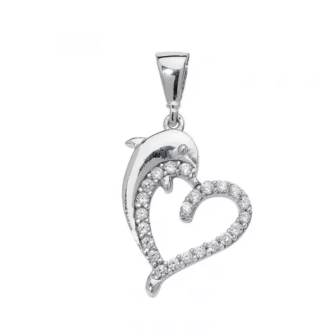 Hjärta delfin hängen i silver