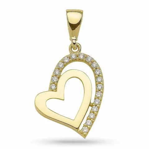 Dubbel hjärta hängen i förgyllt silver