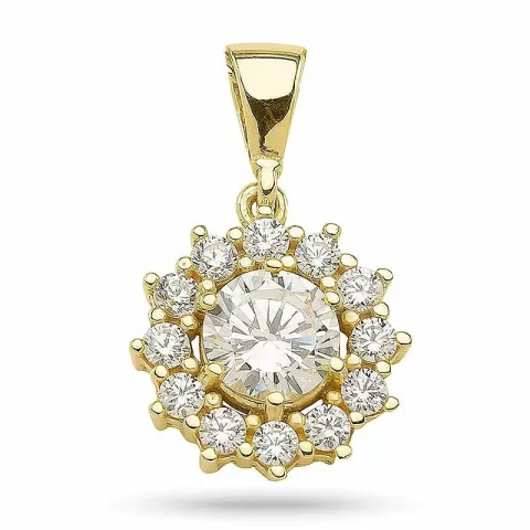 Runt zirkon hängen i förgyllt silver