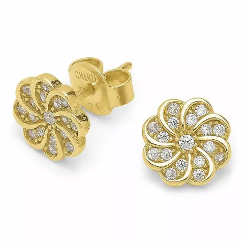 blommor zirkon örhängen i förgyllt silver