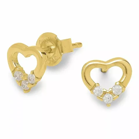 Billiga hjärta zirkon örhängen i förgyllt silver