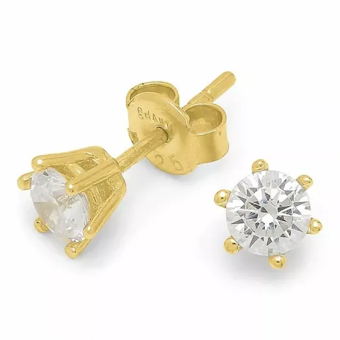 5 mm zirkon solitäreörhängestift i förgyllt silver