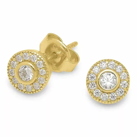 Kollektionsprov runda zirkon örhängen i förgyllt silver