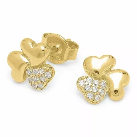 Blanka fyrklöver örhängen i förgyllt silver