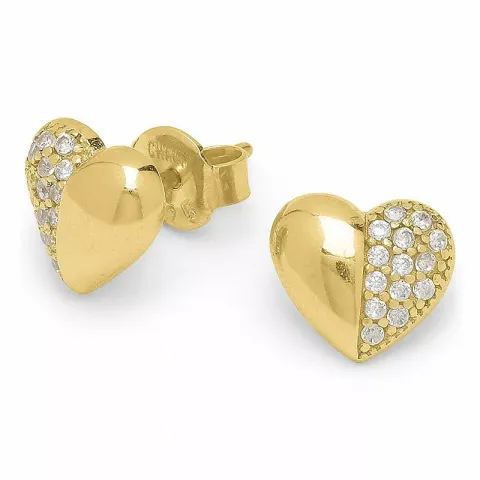 hjärta örhängestift i förgyllt silver