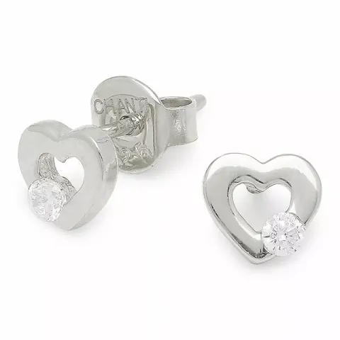 små hjärta örhängestift i silver