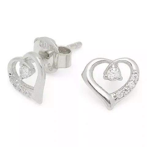 blad zirkon hjärteörhängen i silver