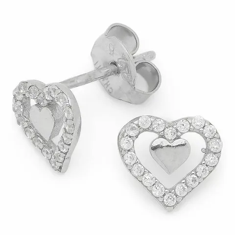 Små zirkon hjärteörhängen i silver