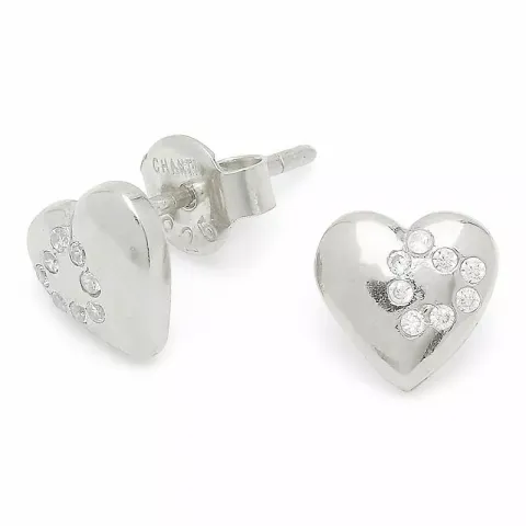 Kollektionsprov hjärta vita zirkon silverörhängen i silver