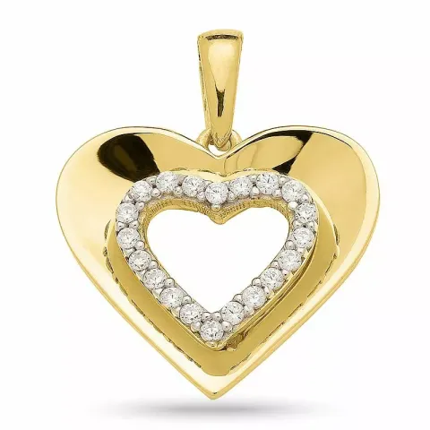 Kollektionsprov hjärta zirkon hängen i förgyllt silver med rhodination