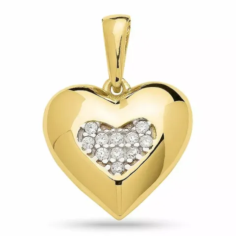 hjärta zirkon hängen i förgyllt silver med rhodination