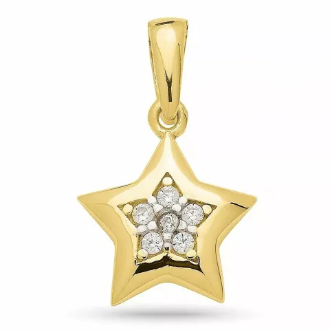 stjärna zirkon hängen i förgyllt silver med rhodination