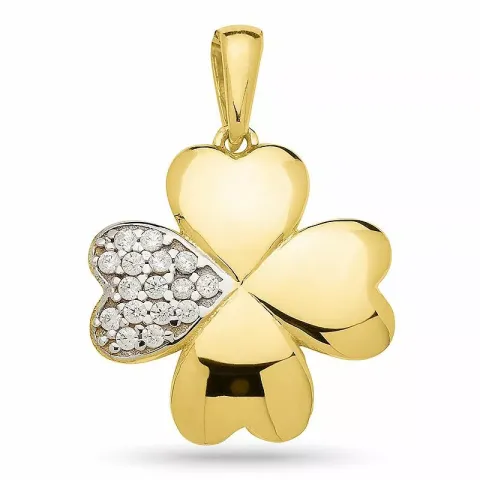 Kollektionsprov fyrklöver zirkon hängen i förgyllt silver med rhodination