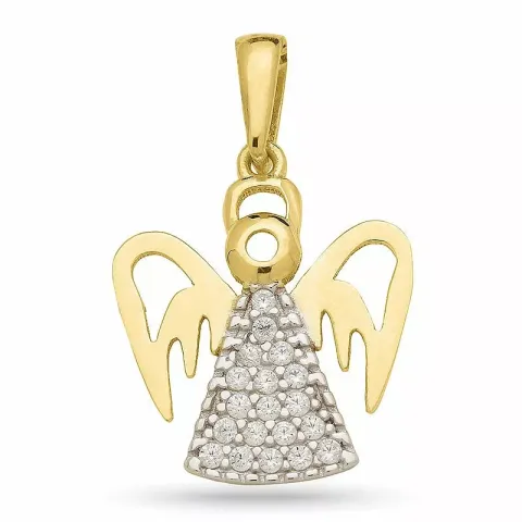 ängel zirkon hängen i förgyllt silver med rhodination