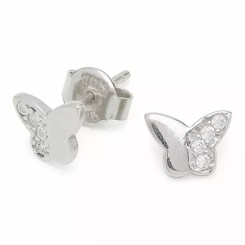 Små fjärilar örhängestift i silver