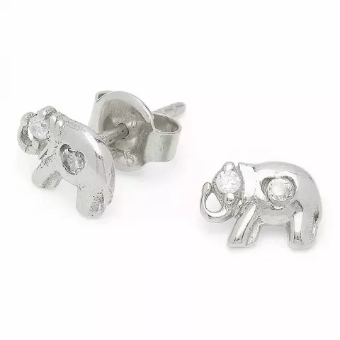 Vackra elefant zirkon örhängestift i silver