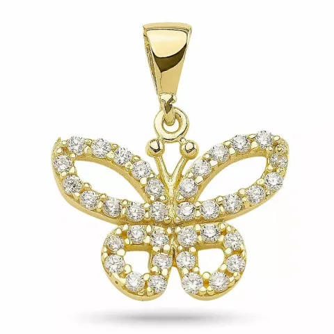 Kollektionsprov fjäril hängen med halskedja i förgyllt silver