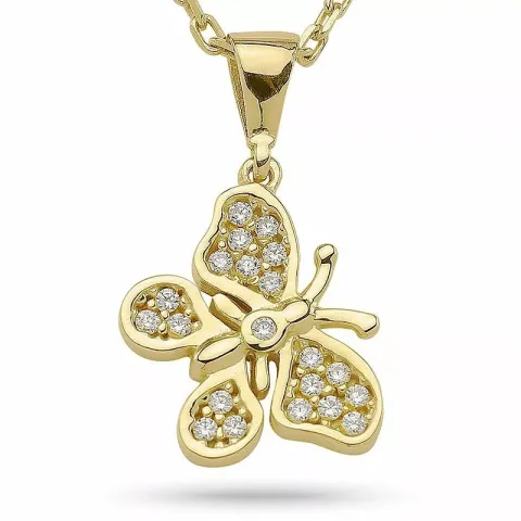 Kollektionsprov fjäril hängen med halskedja i förgyllt silver