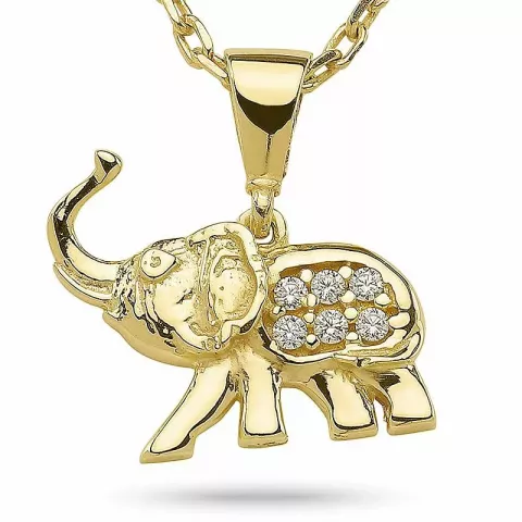 Kollektionsprov elefant hängen med halskedja i förgyllt silver