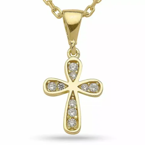 kors hängen med halskedja i förgyllt silver