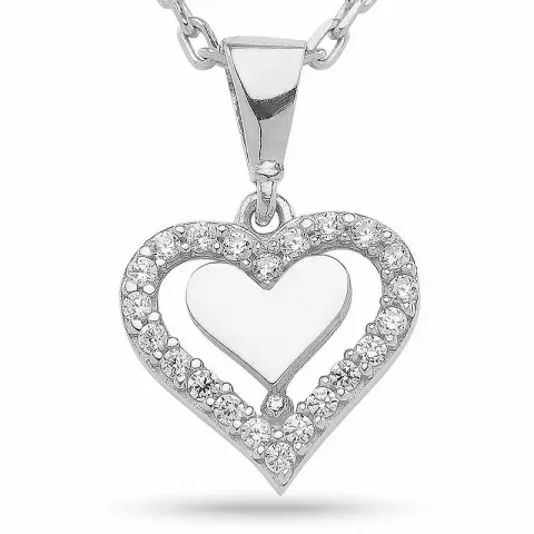 Elegant hjärta hängen med halskedja i silver