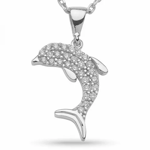 Kollektionsprov delfin zirkon hängen med halskedja i silver