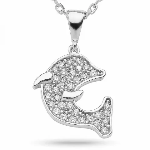 Kollektionsprov delfin zirkon hängen med halskedja i silver