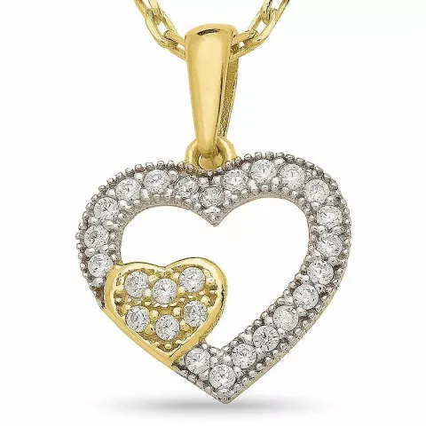 Kollektionsprov hjärta zirkon hängen med halskedja i förgyllt silver med rhodination