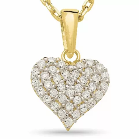 Kollektionsprov hjärta zirkon hängen med halskedja i förgyllt silver med rhodination