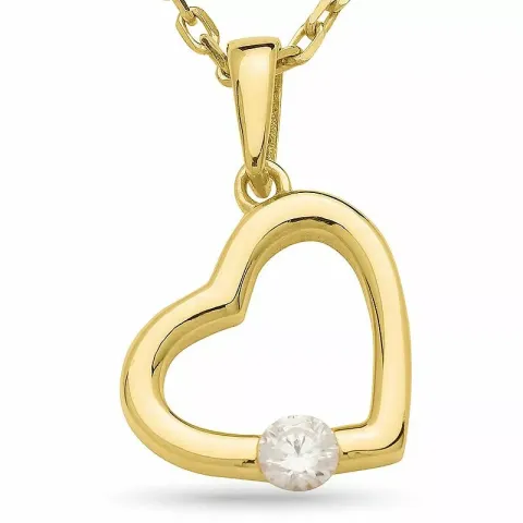 Kollektionsprov hjärta zirkon hängen med halskedja i förgyllt silver