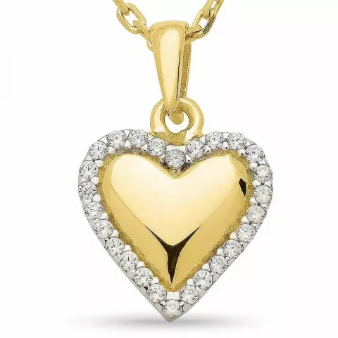 Kollektionsprov hjärta zirkon hängen med halskedja i förgyllt silver med rhodination