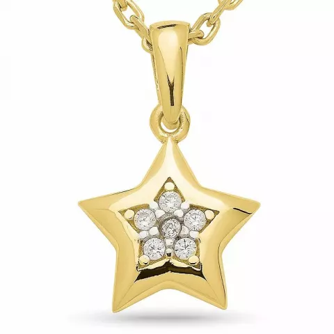 Kollektionsprov stjärna zirkon hängen med halskedja i förgyllt silver med rhodination