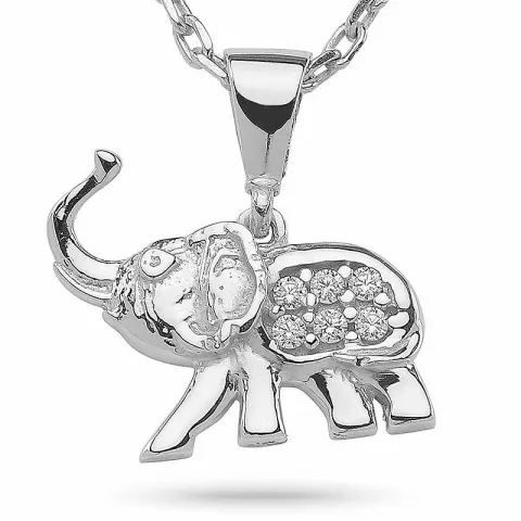 Kollektionsprov elefant zirkon hängen med halskedja i silver