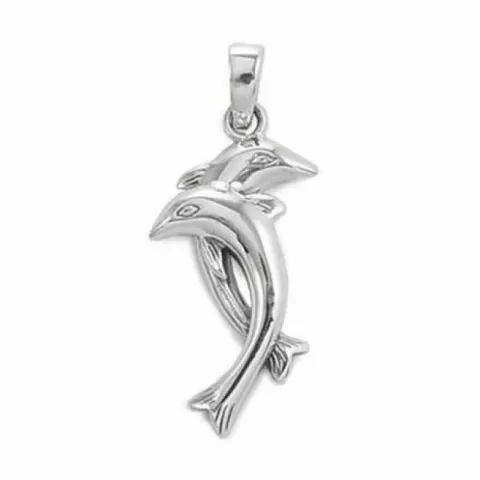 Dubbel delfin hängen i silver