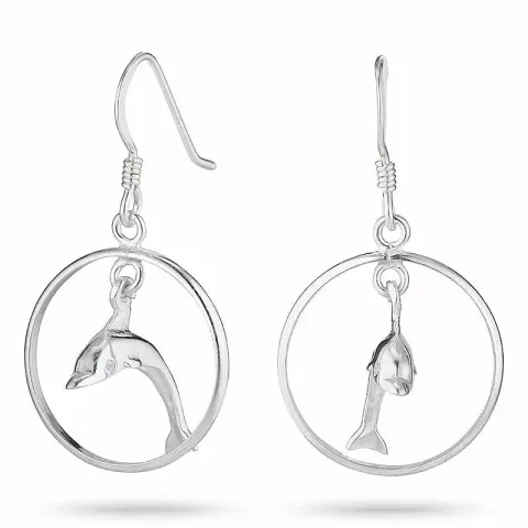 Runda delfin örhängen i silver