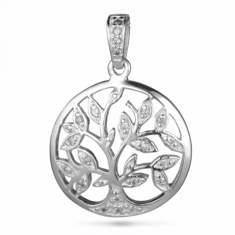 20 mm livets träd zirkon hängen i silver