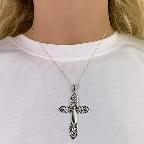 Stort kors hängen i silver