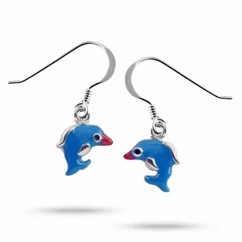 Blå delfin örhängen i silver