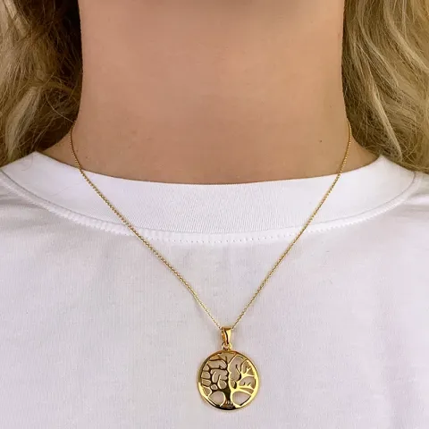 21 mm livets träd hängen i förgyllt silver