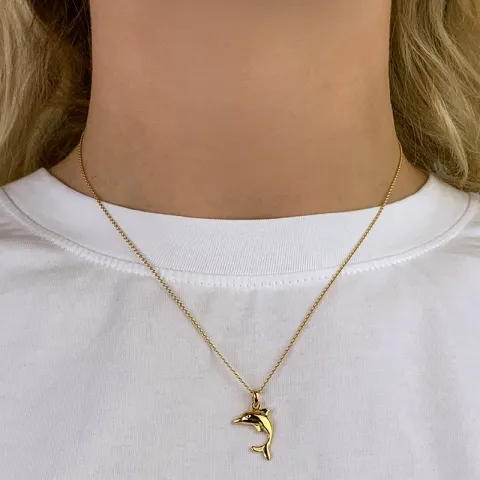 delfin hängen i förgyllt silver