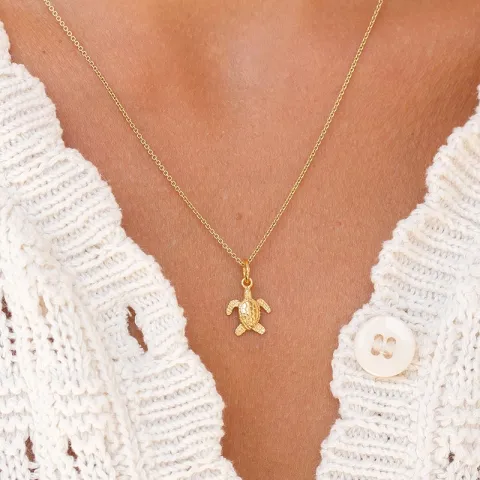 Lille sköldpadda hängen i förgyllt silver