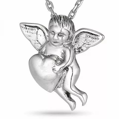 Hjärta ängel ankerhalskedja i silver med hjärthängen i silver