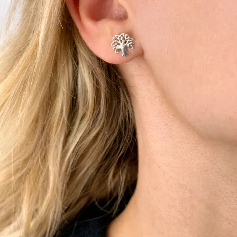 10 mm livets träd örhängestift i silver