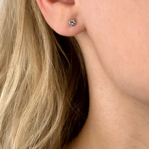 4 mm stjärna zirkon örhängestift i silver - Little Ones