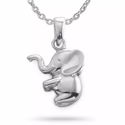 Elefant halsband i silver med hängen i silver