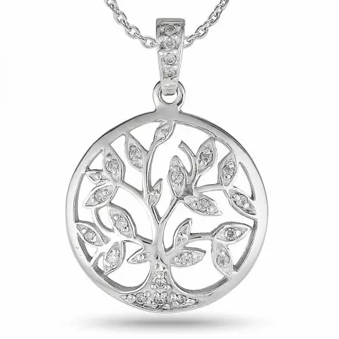 20 mm livets träd halsband i silver med hängen i silver