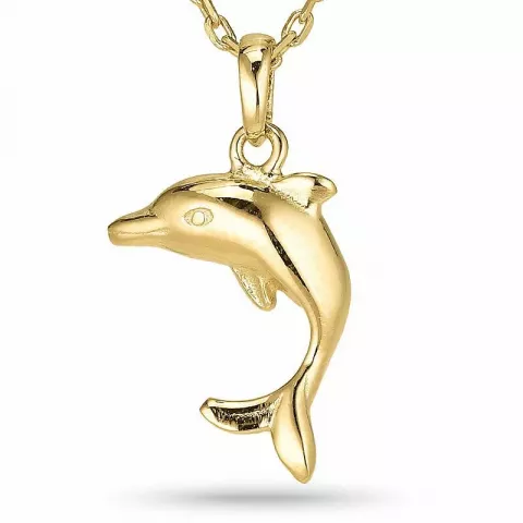 Delfin halsband i förgyllt silver med hängen i förgyllt silver
